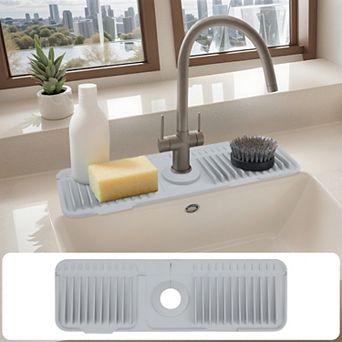 1 pc Faucet Mat for Kitchen Sink Splash Guard, Kitchen Sink Mat with Button 17.7*5.5*0.8 in