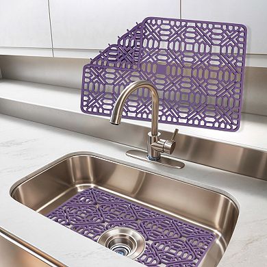 1Pc Silicone Dish Drying Mat for Kitchen, Hollow Design Kitchen Sink Mat 15.7*10.6 in