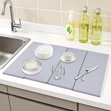 1Pc Foldable Diatomaceous Stone Dish Drying Mat, Quick Dry Dish Drying Mats 22.8*15.4 in