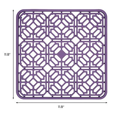 1Pc Silicone Dish Drying Mat for Kitchen, Hollow Design Kitchen Sink Mat 11.8*11.8 in