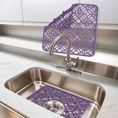 1Pc Silicone Dish Drying Mat for Kitchen, Hollow Design Kitchen Sink Mat 11.8*11.8 in