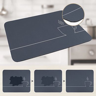 1Pc Large Diatomaceous Stone Dish Drying Mat, Quick Dry Coffee Bar Mat 19.7*15.7 in