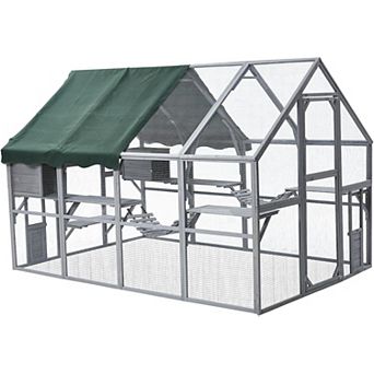 IDEALHOUSE 110 Inch Grey Outdoor Catio Enclosure with Roof