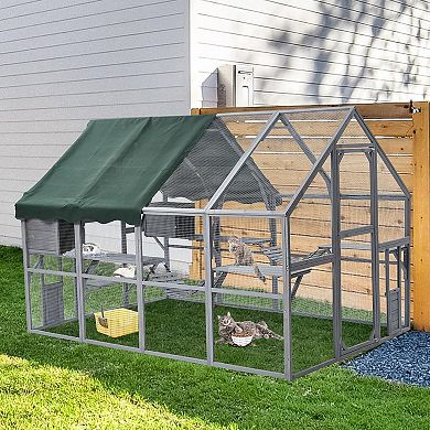 IDEALHOUSE 110 Inch Grey Outdoor Catio Enclosure with Roof