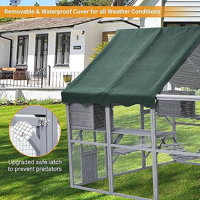 IDEALHOUSE 110 Inch Grey Outdoor Catio Enclosure with Roof