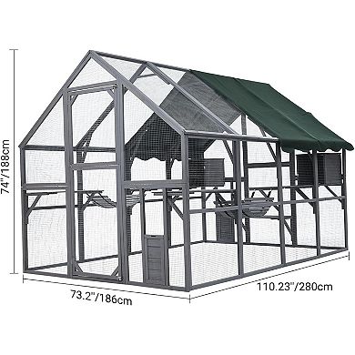 IDEALHOUSE 110 Inch Grey Outdoor Catio Enclosure with Roof