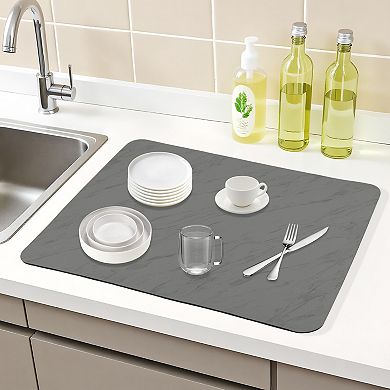 1Pc Diatomaceous Stone Dish Drying Mat with Texture, Quick Dry Dish Drying Mats 19.7*15.7 in