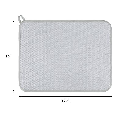 1Pc Dish Drying Mat, Absorbent Microfiber Kitchen Mat with Lanyard Design 15.7*11.8 in