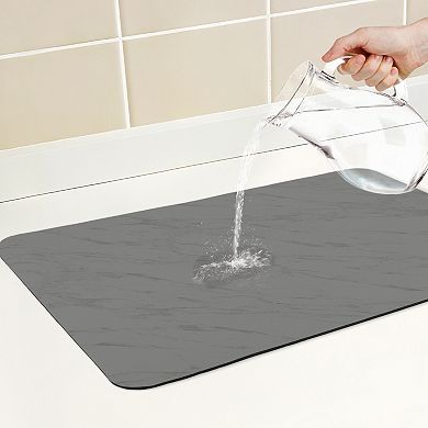 1Pc Diatomaceous Stone Dish Drying Mat with Texture, Quick Dry Dish Drying Mats 23.6*15.7 in