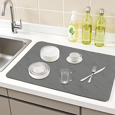 1Pc Diatomaceous Stone Dish Drying Mat with Texture, Quick Dry Dish Drying Mats 23.6*15.7 in