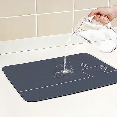 1Pc Large Diatomaceous Stone Dish Drying Mat, Quick Dry Coffee Bar Mat 15.7*11.8 in