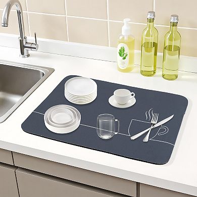 1Pc Large Diatomaceous Stone Dish Drying Mat, Quick Dry Coffee Bar Mat 15.7*11.8 in