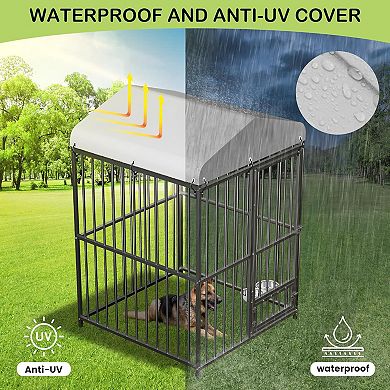 IDEALHOUSE 4x4 FT Outdoor Dog Kennel with Waterproof Cover