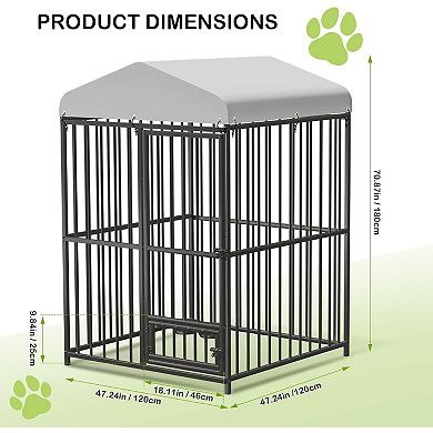 IDEALHOUSE 4x4 FT Outdoor Dog Kennel with Waterproof Cover