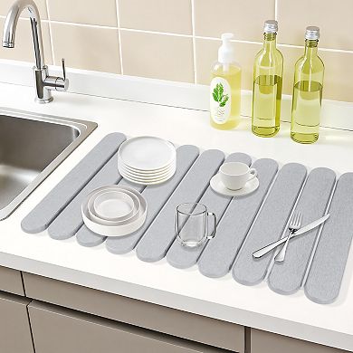 1Pc Foldable Diatomaceous Stone Dish Drying Mat, Quick Dry Dish Drying Mats 23.6*15.4 in