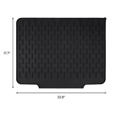 1Pc Silicone Dish Drying Mat, Easy Clean Slope Design Kitchen Mat 22.8*17.7*0.4 in