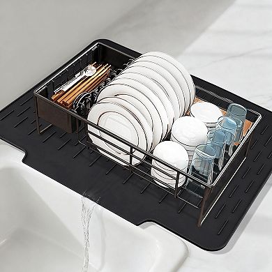 1Pc Silicone Dish Drying Mat, Easy Clean Slope Design Kitchen Mat 22.8*17.7*0.4 in