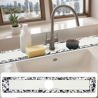 1 pc Faucet Mat for Kitchen Sink Splash Guard, Floral Kitchen Sink Mat 23.6*3.9 in