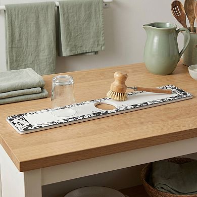 1Pc Faucet Mat for Kitchen Sink Splash Guard, Floral Kitchen Sink Mat 23.6*3.9 in