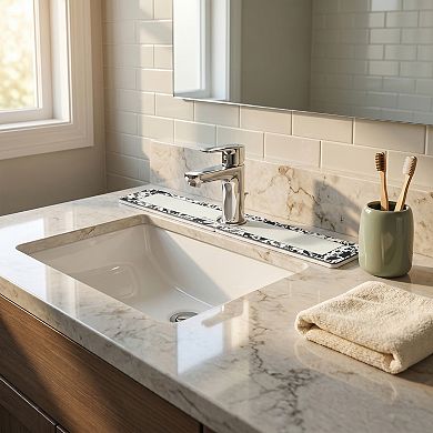 1Pc Faucet Mat for Kitchen Sink Splash Guard, Floral Kitchen Sink Mat 23.6*3.9 in