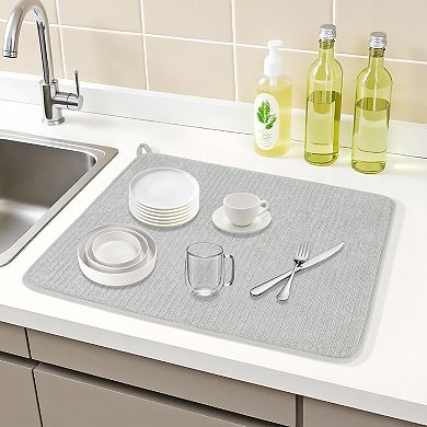 1Pc Dish Drying Mat, Absorbent Microfiber Kitchen Mat, Stone Absorbent Mat 19.7*15 in