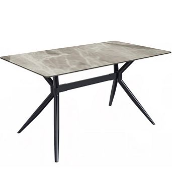 Leisuremod Elega Series 55" Dining Table with Black Stainless Steel Legs and Sintered Stone Top