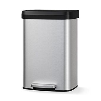 13 gal Rustproof Step-On Kitchen Trash Can with Lid, Soft-Close & Liner Rim
