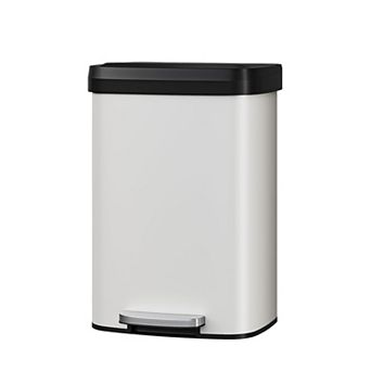 13 gal Rustproof Step-On Kitchen Trash Can with Lid, Soft-Close & Liner Rim