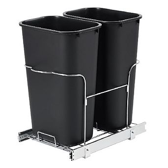 Dual 25-qt Pull-Out Trash Can: Under-Cabinet Bin with Quiet Full Extension.
