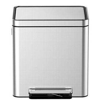 5.3-Gallon x2 Dual Compartment Stainless Steel Recycling Bin, Soft-Close Lids