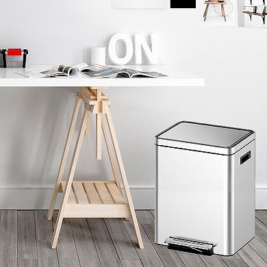 5.3-Gallon x2 Dual Compartment Stainless Steel Recycling Bin, Soft-Close Lids