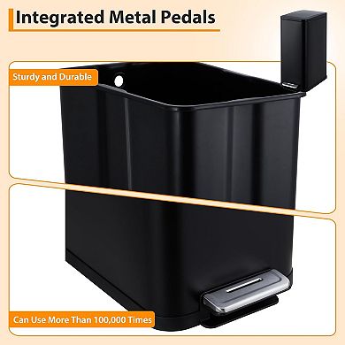 13.2 Gal Stainless Steel Trash Can, Soft-Close Foot Pedal, Fingerprint Resistant