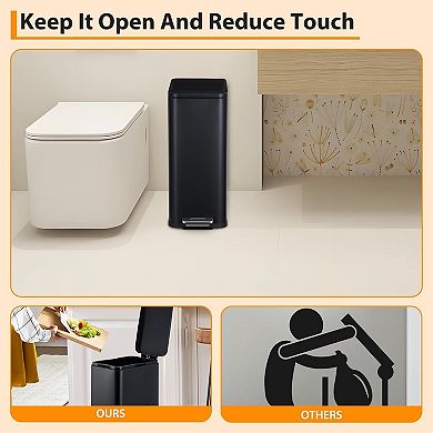 13.2 Gal Stainless Steel Trash Can, Soft-Close Foot Pedal, Fingerprint Resistant