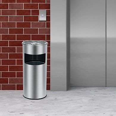 4.5 Gal Stainless Steel Trash Can with Lid, Inner Bucket & Ashtray