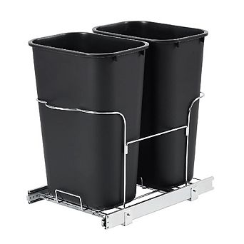 Dual 35-qt Pull-Out Trash Can: Under-Cabinet Bin with Quiet Full Extension.