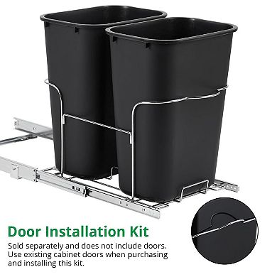 Dual 35QT Pull-Out Trash Can: Under-Cabinet Bin with Quiet Full Extension.