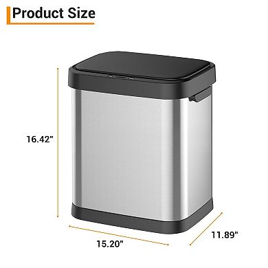 8-Gal Slim Sensor Trash Can, Automatic Stainless Steel Kitchen Bin for Home & Office, Black Silver