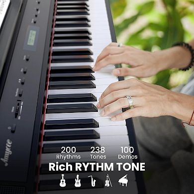 Digital Piano Set with Sustain Pedal & Headphones, Portable Keyboard for Beginners