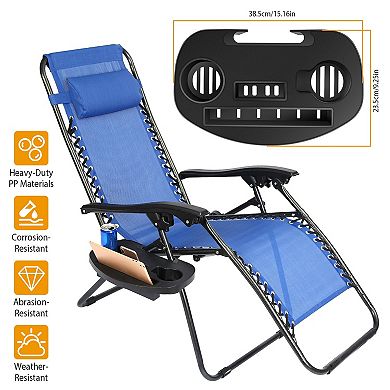 Zero Gravity Chair Cup Holder Tray Clip-On with Device Slots
