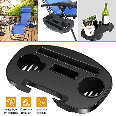 Zero Gravity Chair Cup Holder Tray Clip-On with Device Slots