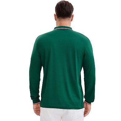 2 Packs Men's Classic Regular Fit Solid Color Long Sleeves Business Golf Polos