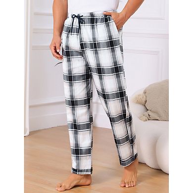 2 Packs Men's Elastic Waist Drawstring Casual Plaid Sleep Pajamas Pants
