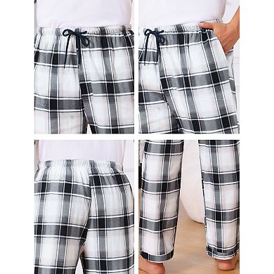 2 Packs Men's Elastic Waist Drawstring Casual Plaid Sleep Pajamas Pants
