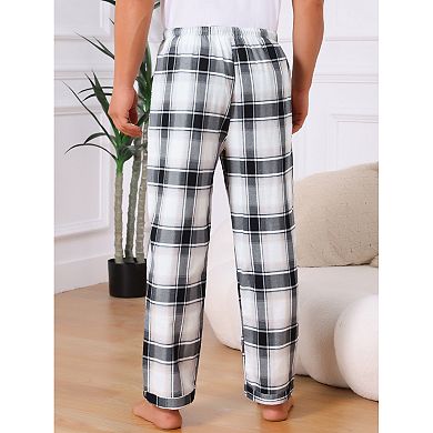 2 Packs Men's Elastic Waist Drawstring Casual Plaid Sleep Pajamas Pants