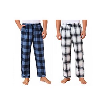 2 Packs Men's Elastic Waist Drawstring Casual Plaid Sleep Pajamas Pants