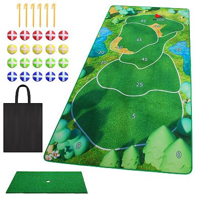Casual Golf Game Set Indoor/Outdoor Chipping Mat with 20 Sticky Balls & Storage Bag