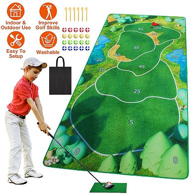 Casual Golf Game Set Indoor/Outdoor Chipping Mat with 20 Sticky Balls & Storage Bag