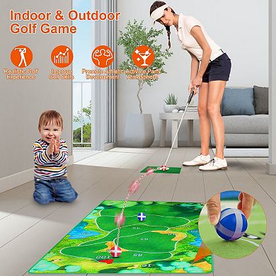 Casual Golf Game Set Indoor/Outdoor Chipping Mat with 20 Sticky Balls & Storage Bag