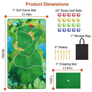Casual Golf Game Set Indoor/Outdoor Chipping Mat with 20 Sticky Balls & Storage Bag