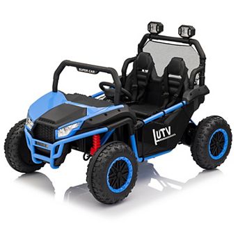 24V Ride On Car Utv 2 Seater, Off-Road Kids Electric Vehicles with Metal Frame, 20 Inch Wide Seat